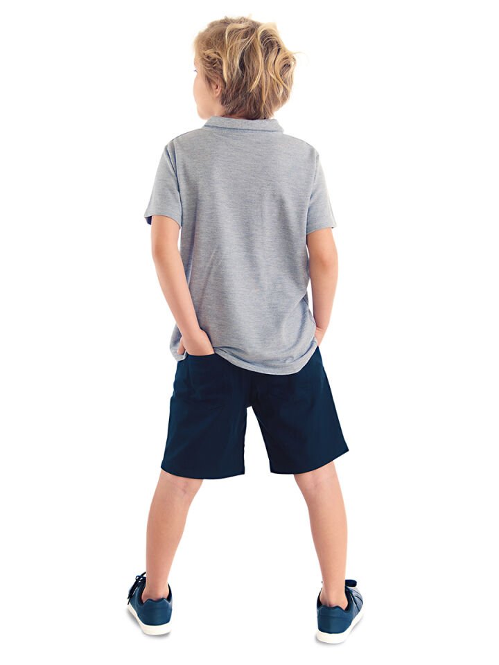 Sharrk Erkek Çocuk Polo Yaka T-shirt Şort Takım 10 Y - Gri, Lacivert