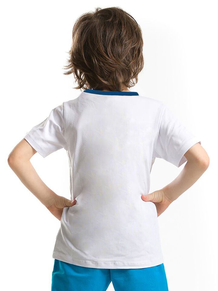 Shark Island Erkek Çocuk T-shirt Şort Takım 5 Y - Mavi Beyaz