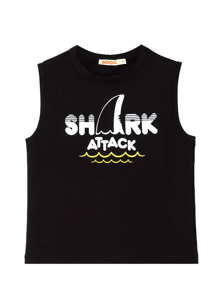 Shark Attack Erkek Çocuk T-shirt Kapri Şort Takım 7 Y - Siyah, Gri