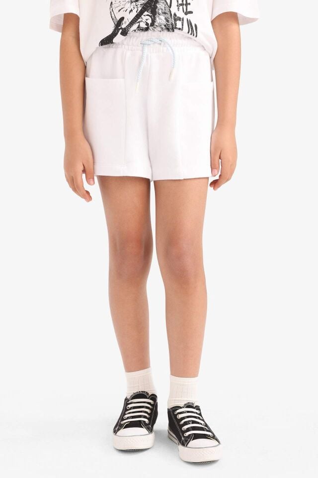 Kız Çocuk Beli Lastikli Basic Düz Şort