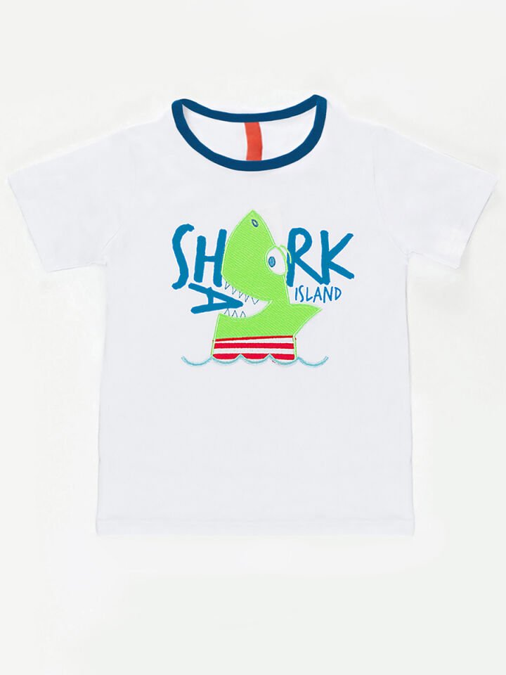 Shark Island Erkek Çocuk T-shirt Şort Takım 6 Y - Mavi Beyaz