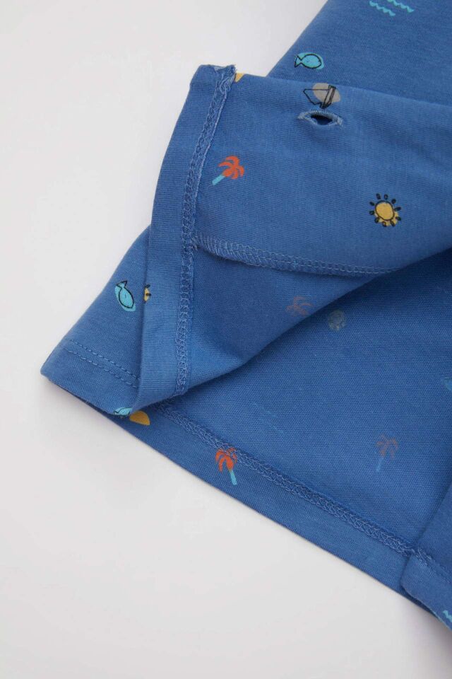 Erkek Bebek Pijama Takımı Penye Deniz Baskılı Kısa Kollu Üst Şort