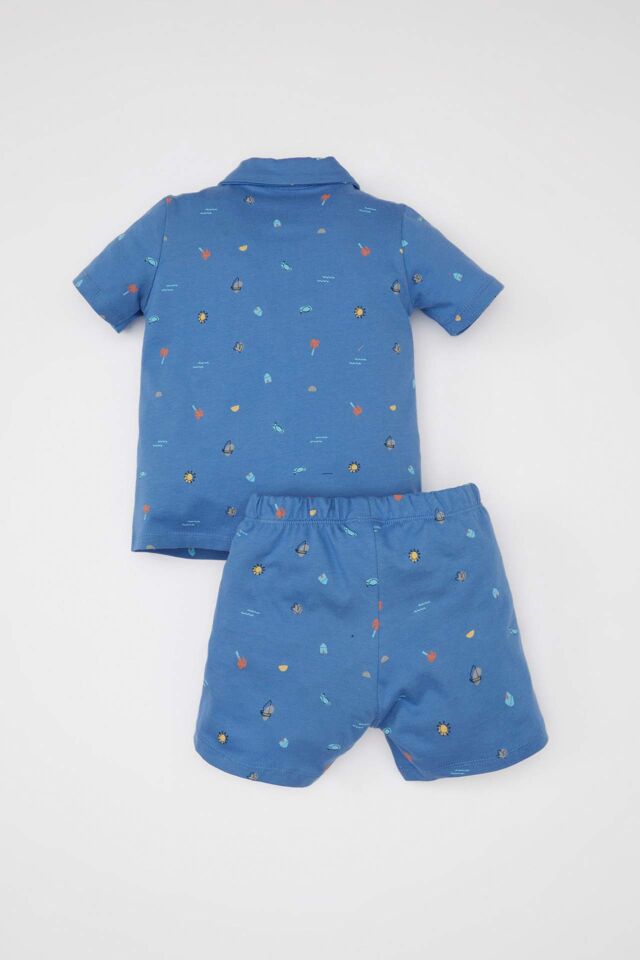 Erkek Bebek Pijama Takımı Penye Deniz Baskılı Kısa Kollu Üst Şort