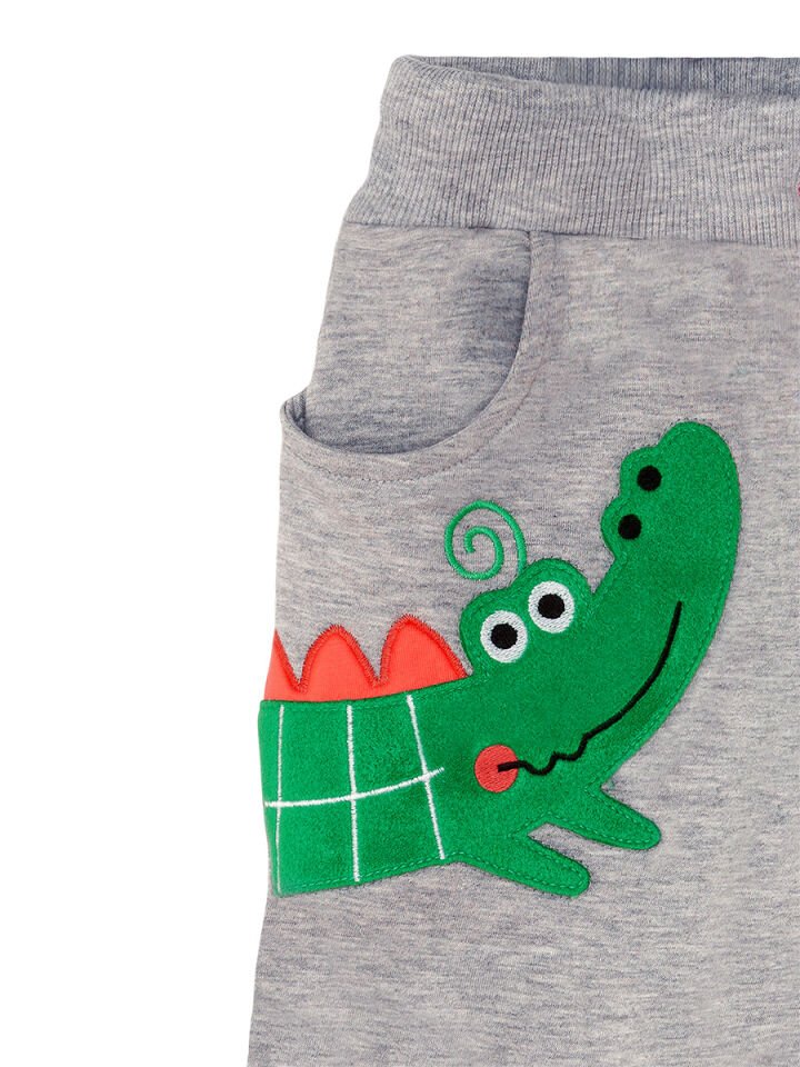 Timsah Baggy Erkek Çocuk T-shirt Şort Takım 3 Y - Beyaz Gri Yeşil