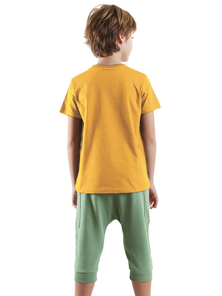 Skater Erkek Çocuk T-shirt Kapri Şort Takım 6 Y - Haki
