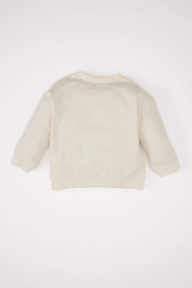 Kız Bebek Bisiklet Yaka Baskılı Sweatshirt