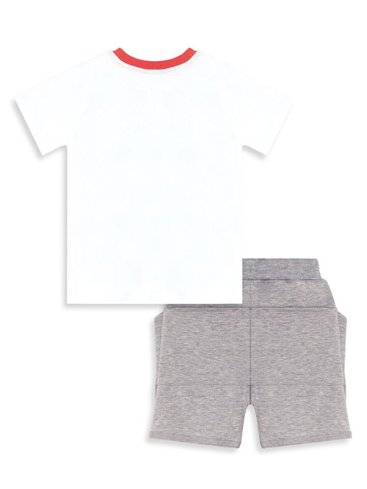 Timsah Baggy Erkek Çocuk T-shirt Şort Takım 4 Y - Beyaz Gri Yeşil