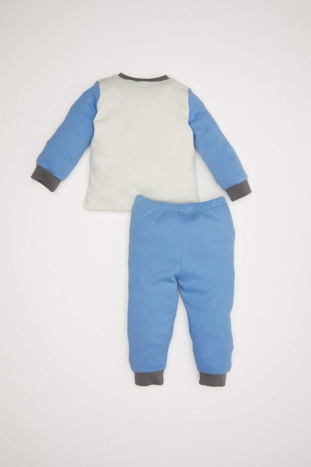 Erkek Bebek Pijama Takım Araç Baskılı Uzun Kollu Üst Beli Lastikli Uzun Alt