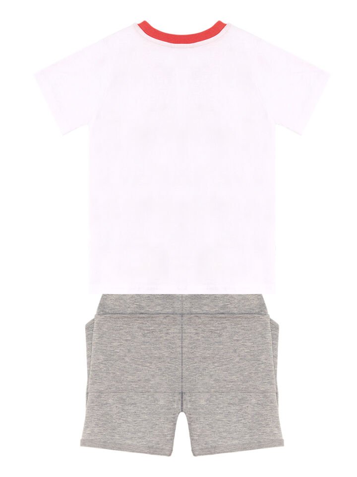 Timsah Baggy Erkek Çocuk T-shirt Şort Takım 5 Y - Beyaz Gri Yeşil