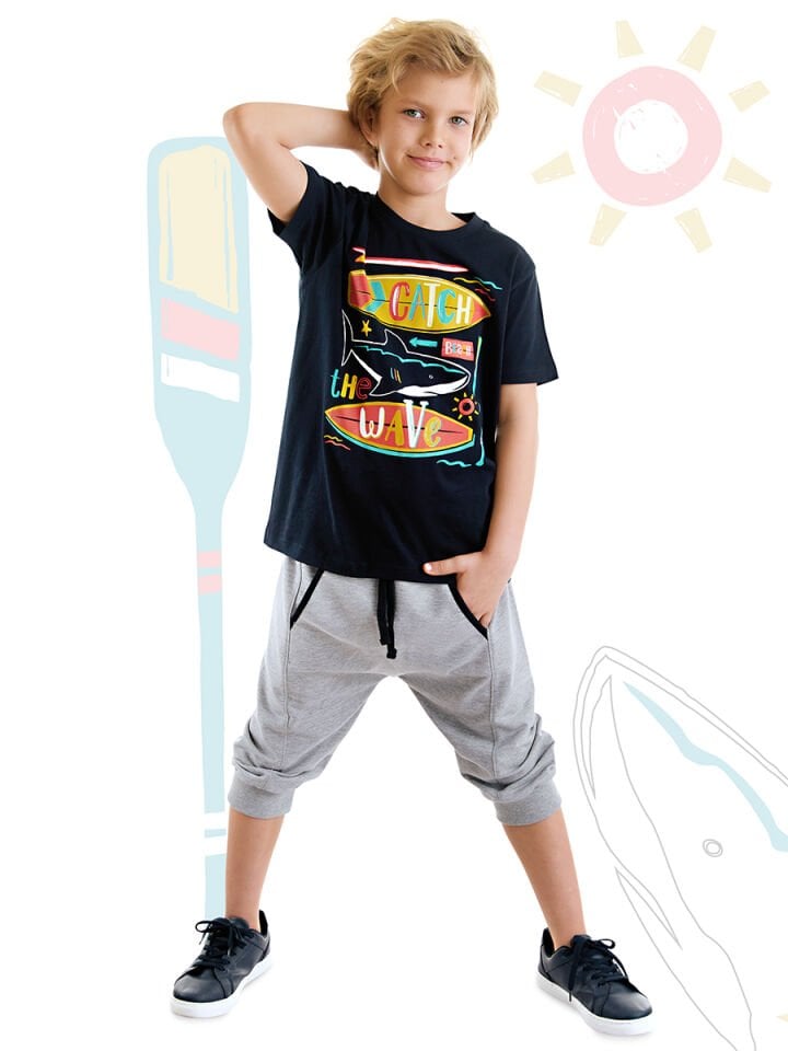 Catch Wave Erkek Çocuk T-shirt Kapri Şort Takım
