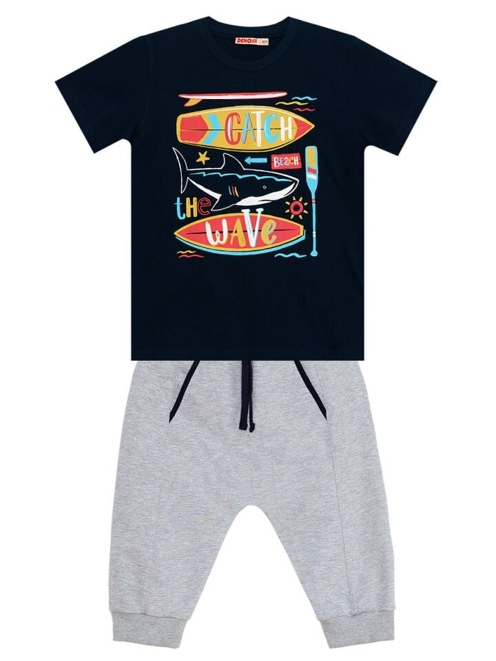 Catch Wave Erkek Çocuk T-shirt Kapri Şort Takım