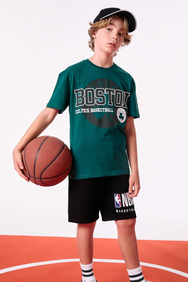 Erkek Çocuk NBA Boston Celtics Bisiklet Yaka Kısa Kollu Tişört
