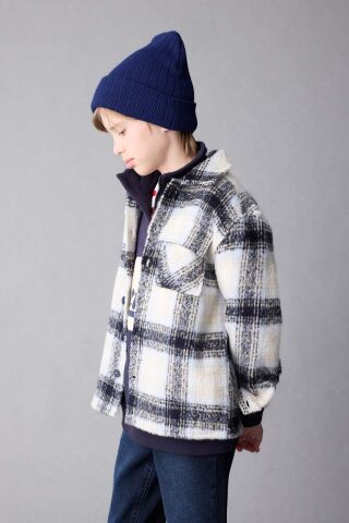 Erkek Çocuk Oversize Geniş Kalıp Polo Yaka Flanel Kareli Gömlek