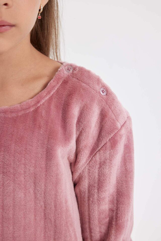 Kız Çocuk Pijama Takımı Polar Uzun Kollu Üst Uzun Alt