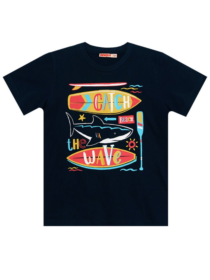 Catch Wave Erkek Çocuk T-shirt Kapri Şort Takım 9 Y - Gri, Lacivert