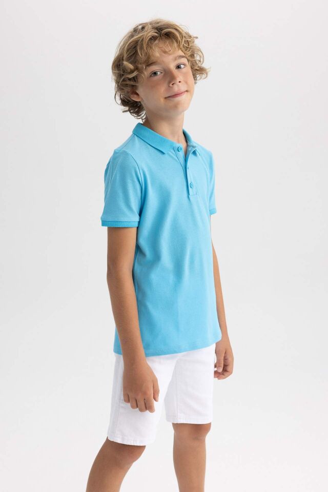 Erkek Çocuk Pike Kısa Kollu Basic Düz Polo Tişört
