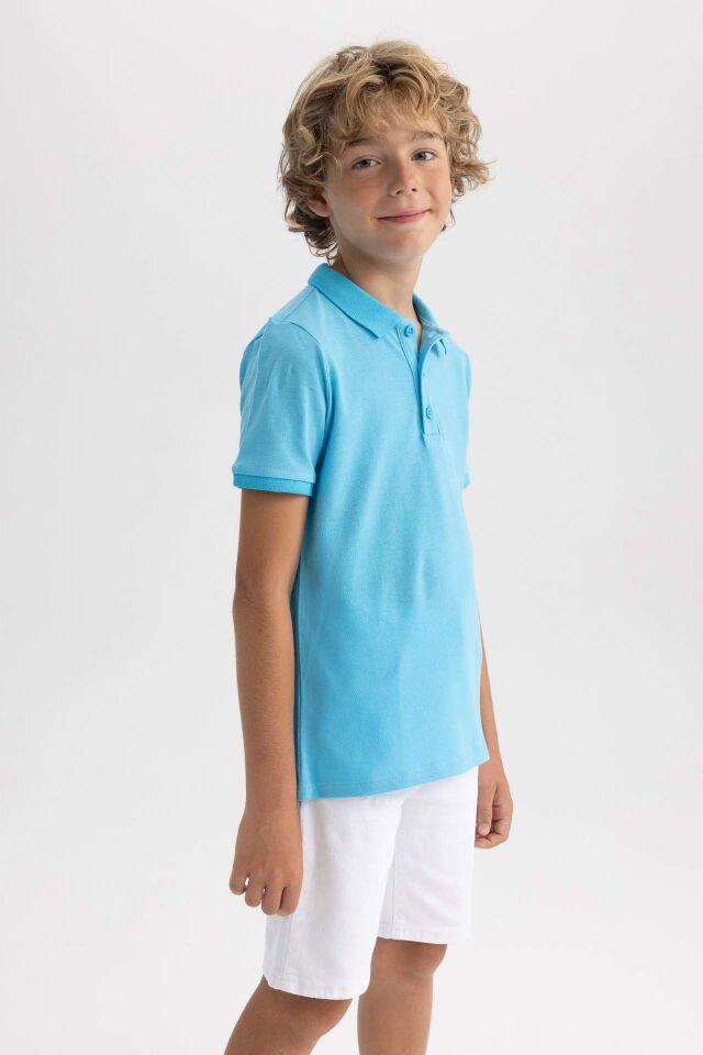 Erkek Çocuk Pike Kısa Kollu Basic Düz Polo Tişört