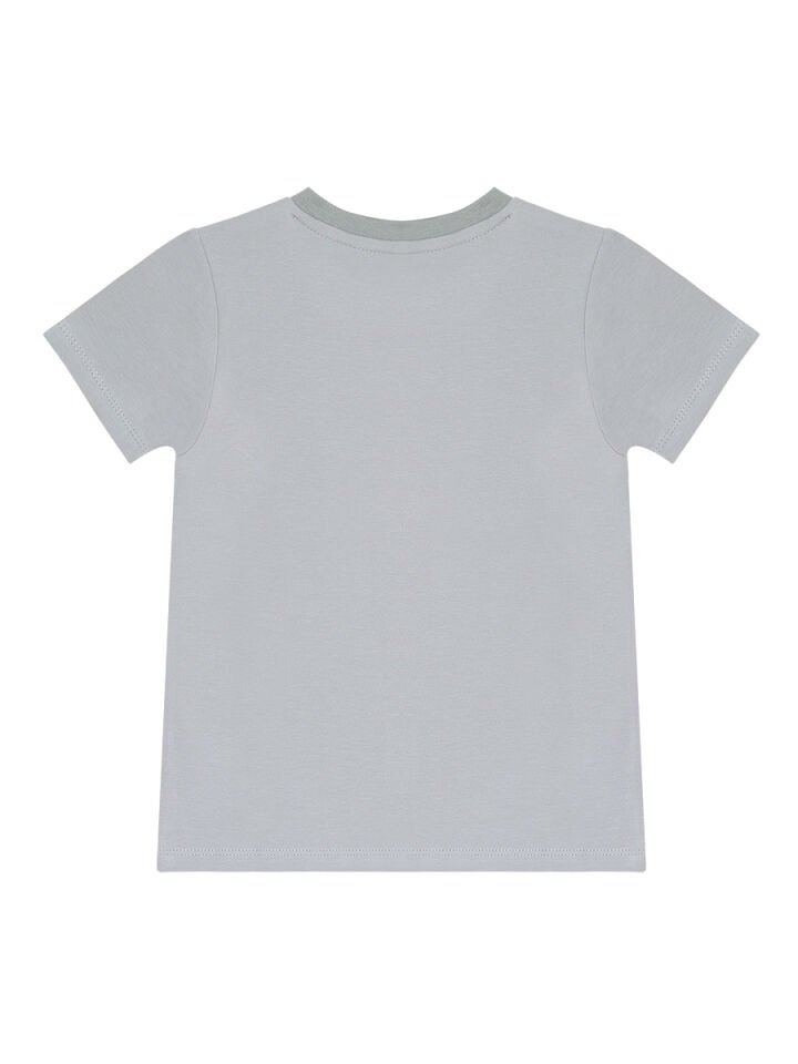 Fermuar Dino Erkek Çocuk T-shirt Kapri Şort Takım 4 Y - Gri,Lacivert