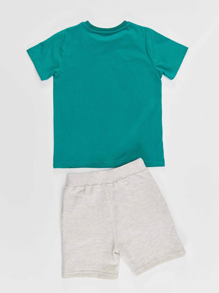 Kravat Koala Erkek Çocuk T-shirt Şort Takım 2 Y - Yeşil, Açık Gri
