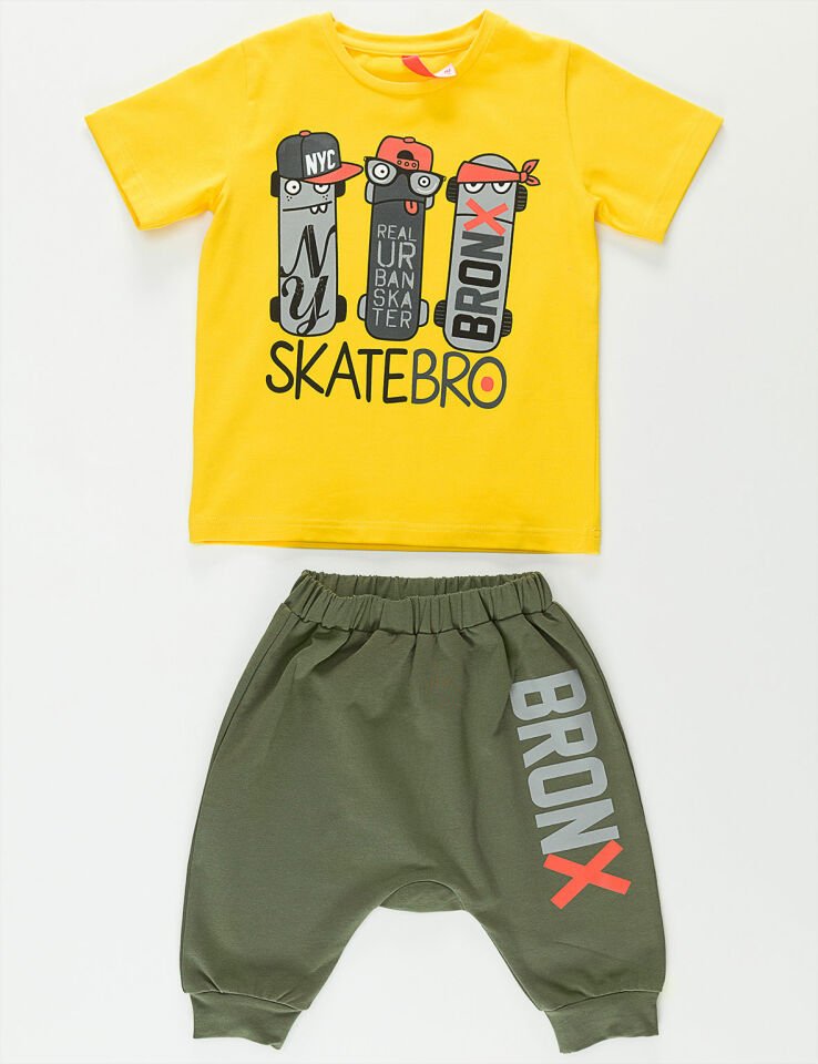 Bronx Erkek Çocuk T-shirt Kapri Şort Takım