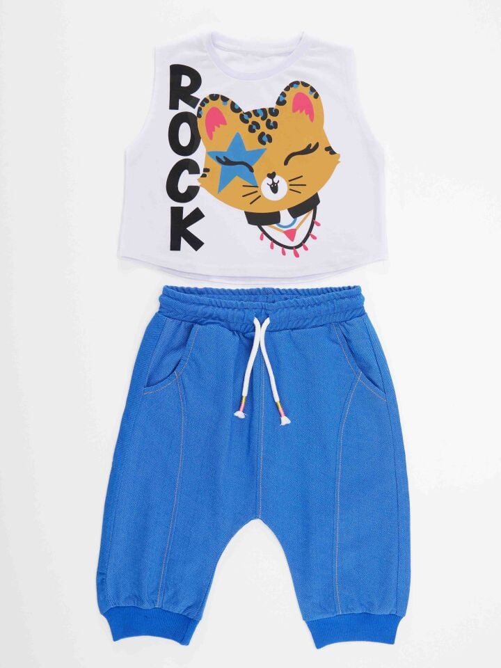 Rocker Leo Kız Çocuk T-Shirt Kapri Şort Takım