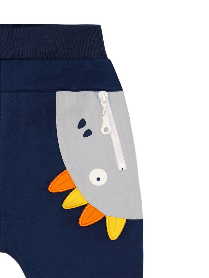 Fermuar Dino Erkek Çocuk T-shirt Kapri Şort Takım 6 Y - Gri,Lacivert