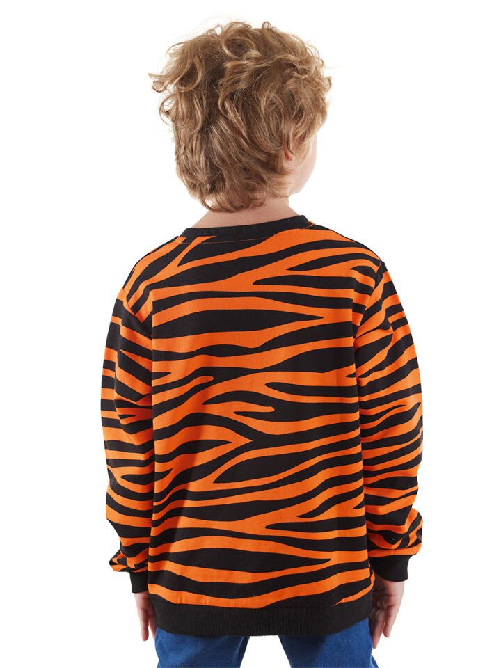 Kaplan Aplikeli Erkek Çocuk Sweatshirt 4 Y - Turuncu