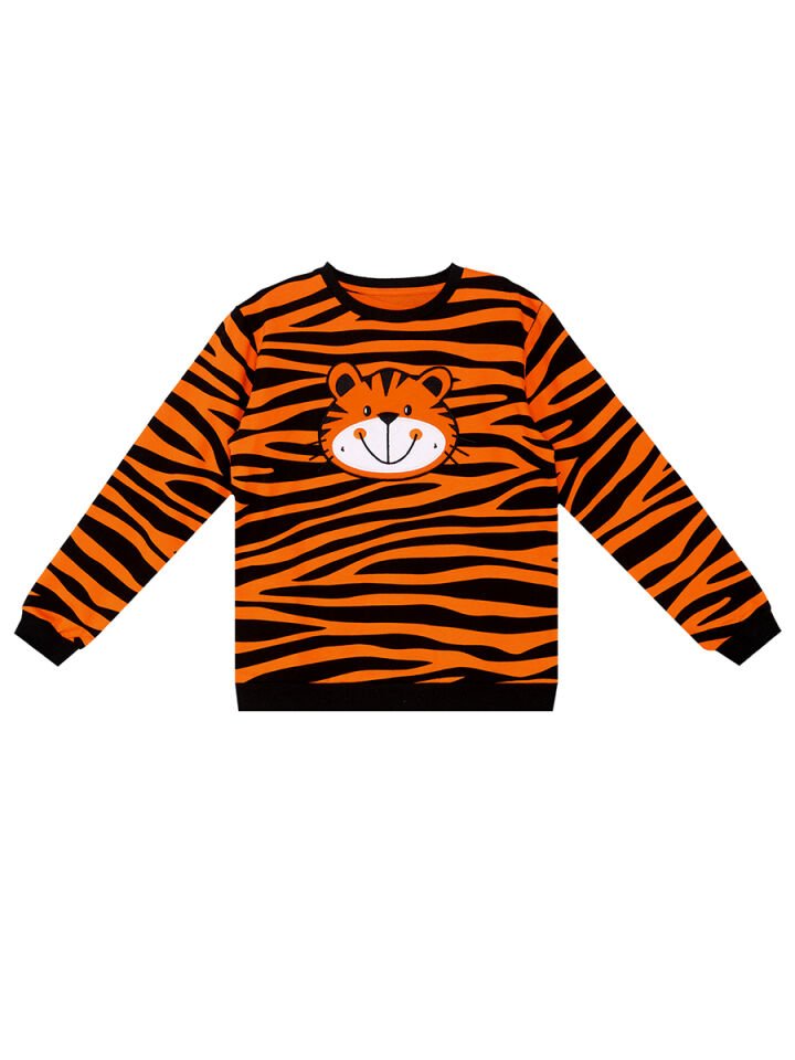 Kaplan Aplikeli Erkek Çocuk Sweatshirt 4 Y - Turuncu