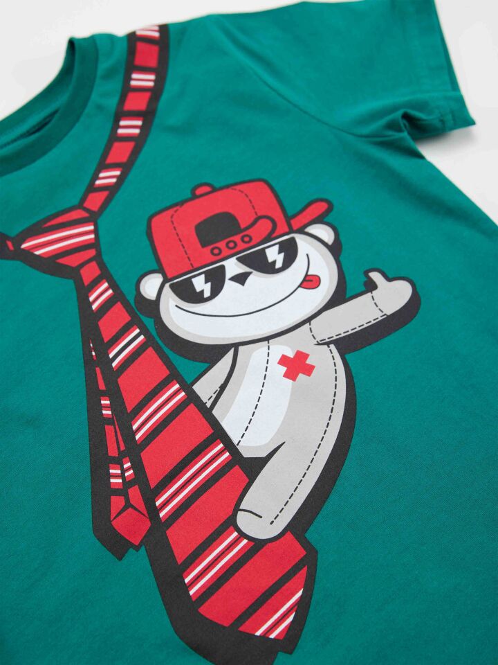 Kravat Koala Erkek Çocuk T-shirt Şort Takım 6 Y - Yeşil, Açık Gri
