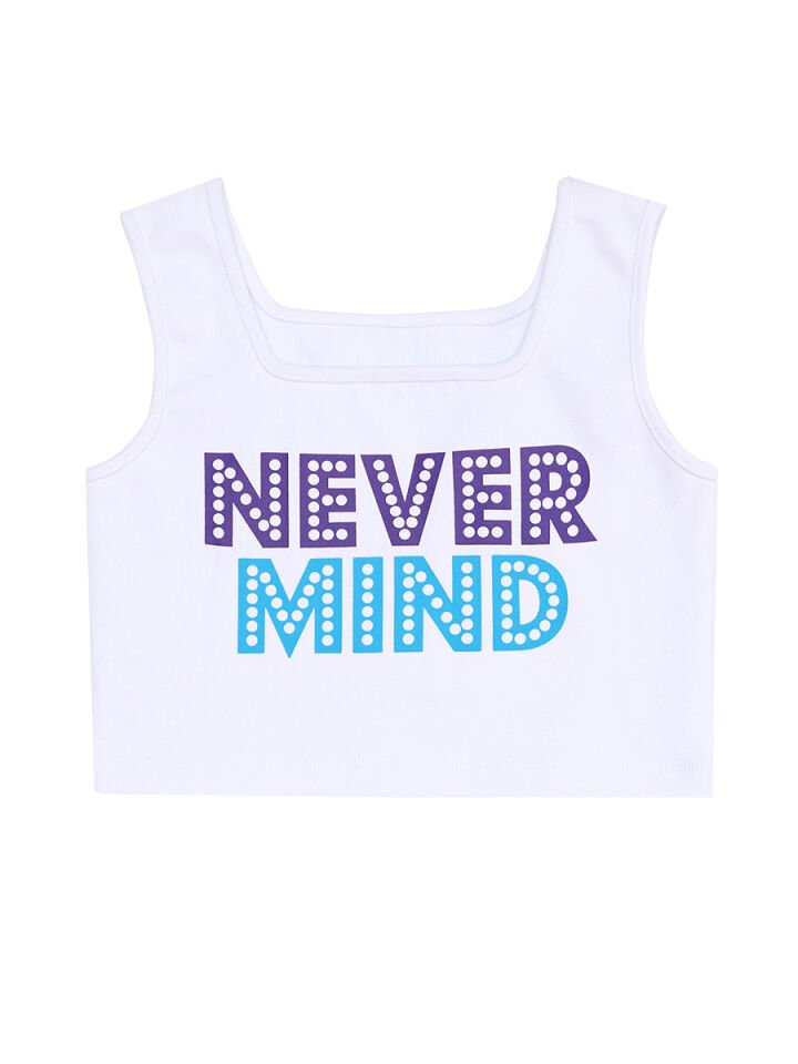 Never Mind Kız Çocuk Crop Top Batik Şort Takım 8 Y - Beyaz, Mavi