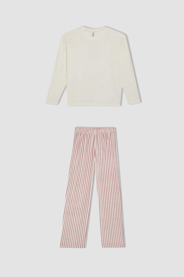 Kız Çocuk Pijama Takımı Polar Uzun Kollu Üst Uzun Alt