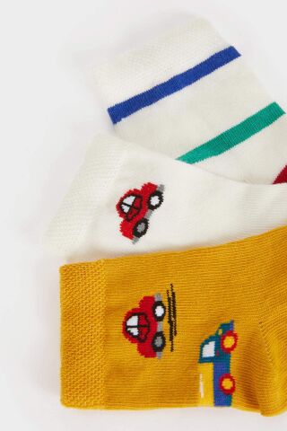 Erkek Bebek Kaydırmaz Taban 3'lü Pamuklu Uzun Çorap
