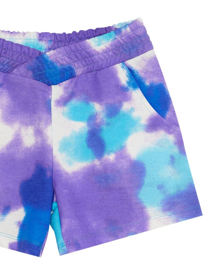Never Mind Kız Çocuk Crop Top Batik Şort Takım 9 Y - Beyaz, Mavi
