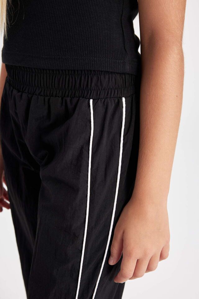 Kız Çocuk Wide Leg Geniş Bol Paça Beli Lastikli Siyah Pantolon