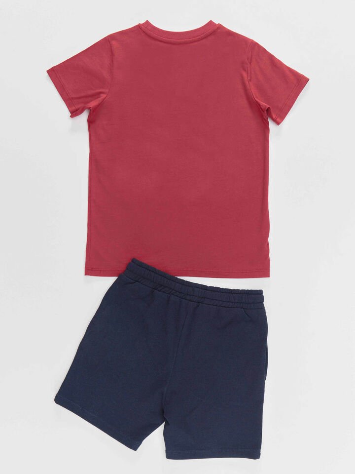 Süper Güçlü Erkek Çocuk T-shirt Şort Takım 3 Y - Bordo, Lacivert