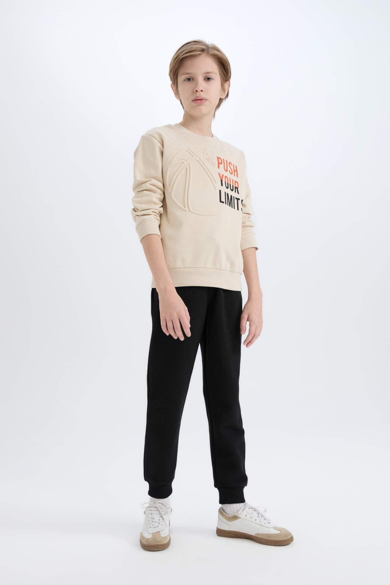 Erkek Çocuk 2'li Takım Kalın Baskılı Sweatshirt Beli Lastikli Jogger Alt