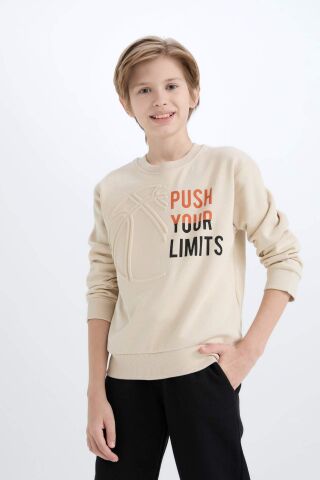 Erkek Çocuk 2'li Takım Kalın Baskılı Sweatshirt Beli Lastikli Jogger Alt
