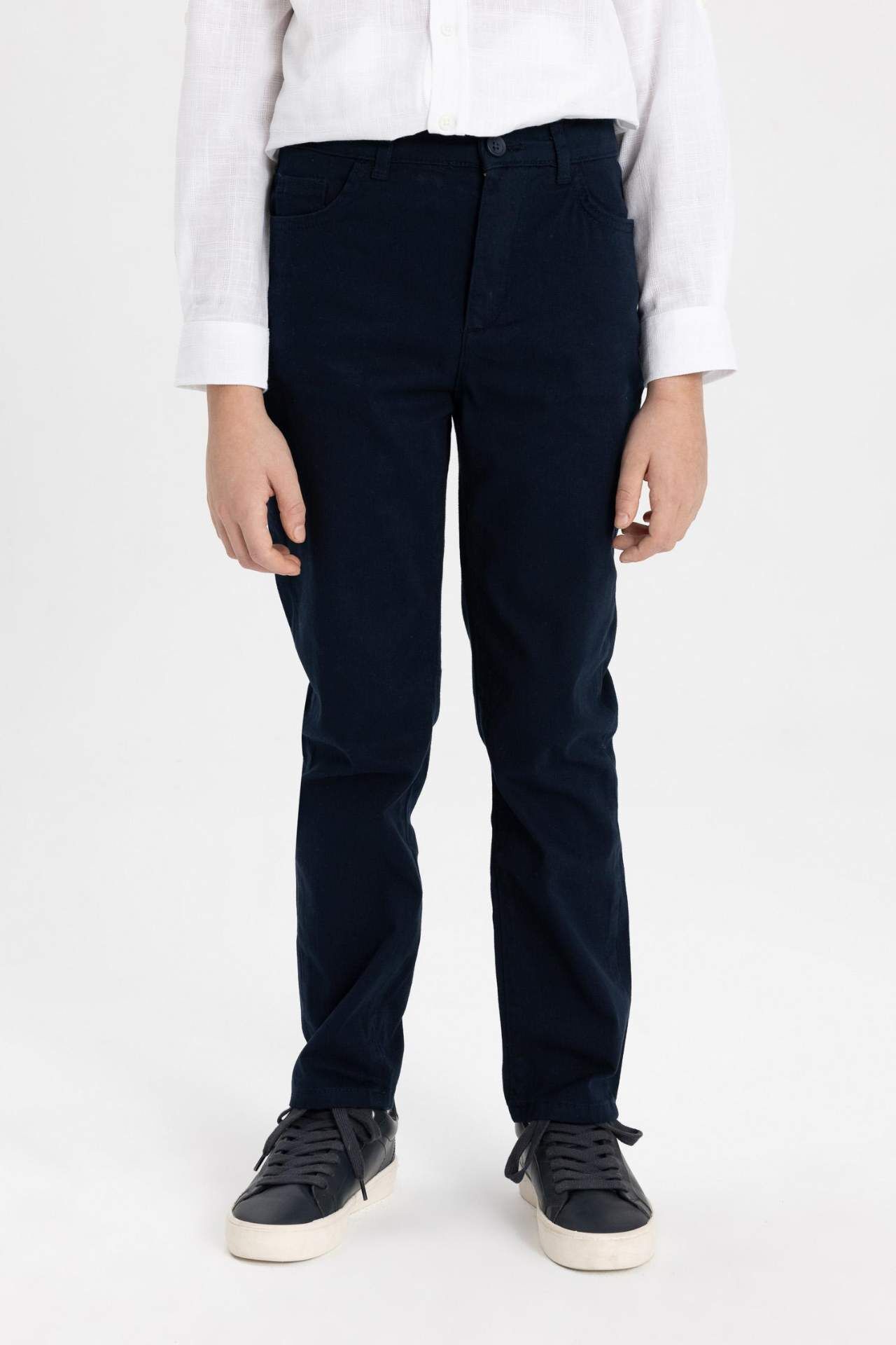 Erkek Çocuk Lacivert Düz Paça Gabardin Basic Düz Pantolon