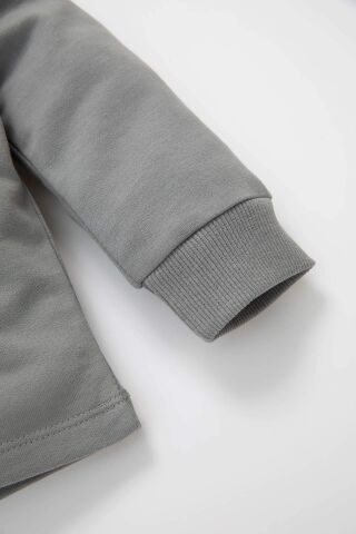 Erkek Bebek 2'li Takım Baskılı Bisiklet Yaka  Sweatshirt Üst Beli Lastikli Jogger Eşofman Altı