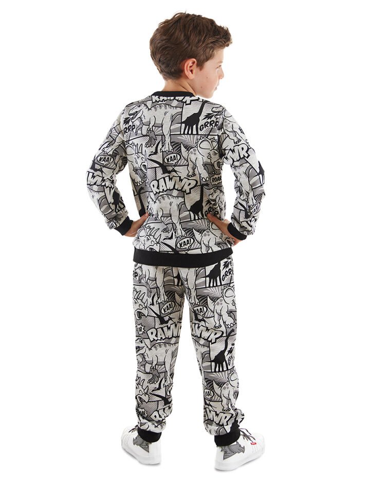 Çizgi Dino Erkek Çocuk Eşofman Takım 4 Y - Gri