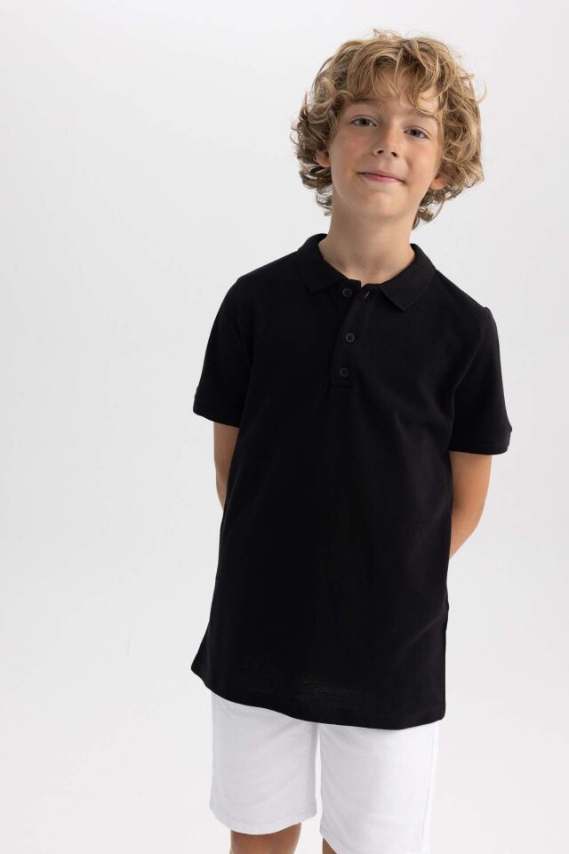 Erkek Çocuk Pike Kısa Kollu Basic Düz Polo Tişört