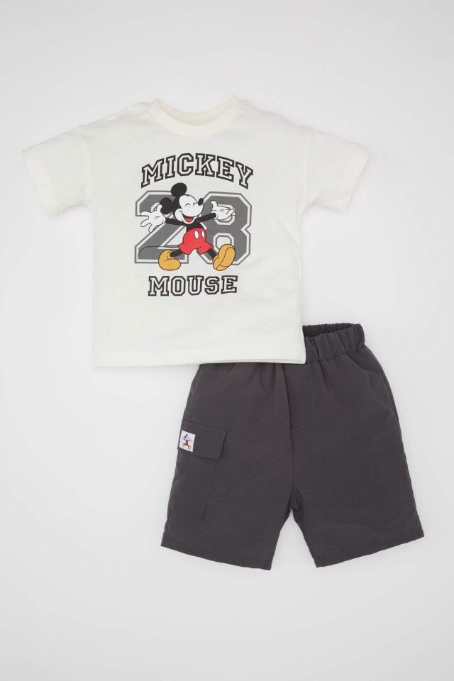 Erkek Bebek 2'li Takım Disney Mickey & Minnie Kısa Kollu Tişört Şort