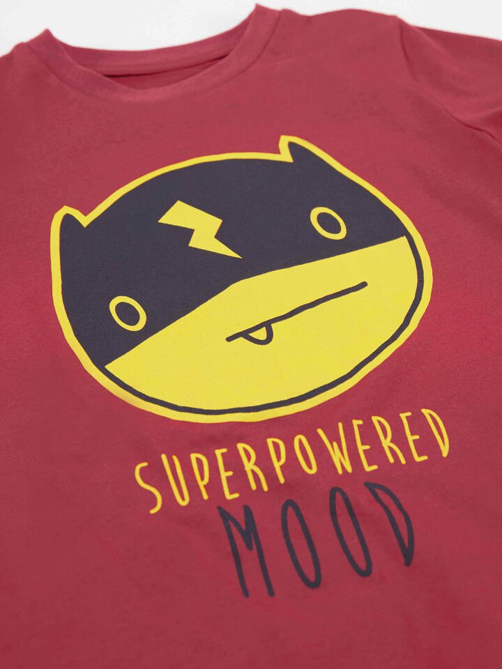 Süper Güçlü Erkek Çocuk T-shirt Şort Takım 6 Y - Bordo, Lacivert