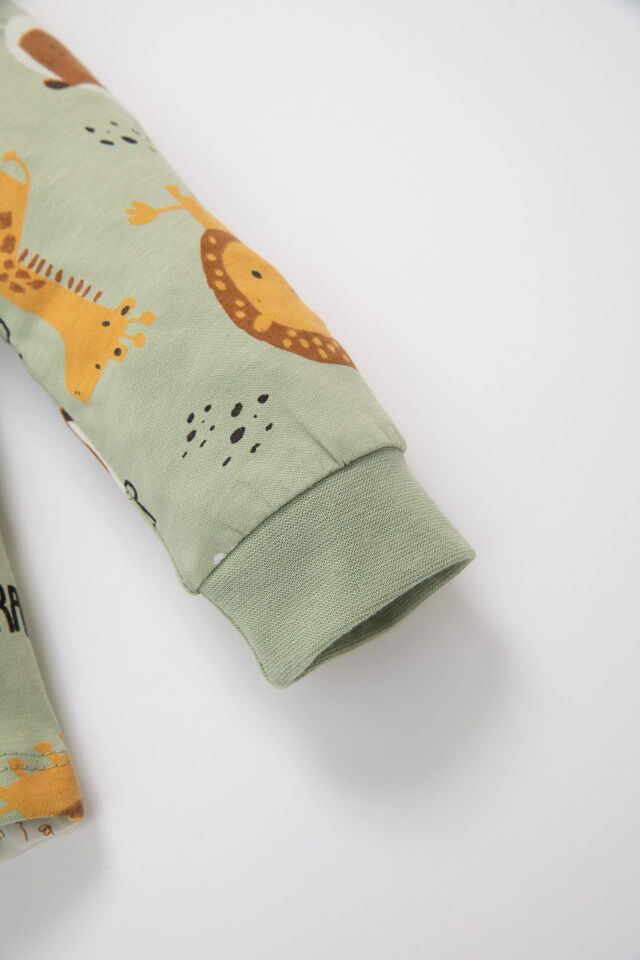Erkek Bebek Pijama Takımı Penye Safari Desenli Uzun Kollu Üst Uzun Alt