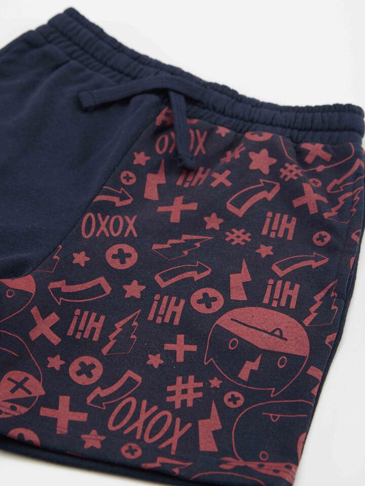 Süper Güçlü Erkek Çocuk T-shirt Şort Takım 7 Y - Bordo, Lacivert
