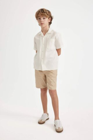 Erkek Çocuk Oversize Geniş Kalıp Polo Yaka Kısa Kollu Gömlek
