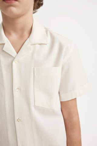 Erkek Çocuk Oversize Geniş Kalıp Polo Yaka Kısa Kollu Gömlek