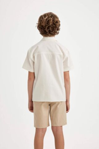 Erkek Çocuk Oversize Geniş Kalıp Polo Yaka Kısa Kollu Gömlek