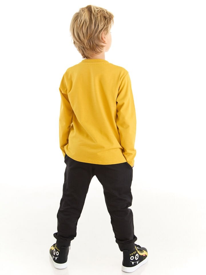 Yarışçı Timsah Erkek Çocuk T-shirt Pantolon Takım 7 Y - Siyah, Hardal