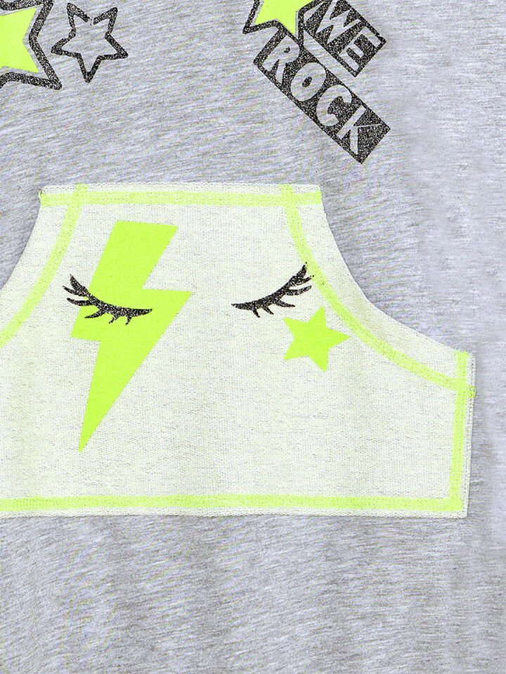 We Rock Gri Melanj Kapüşonlu Kız Çocuk Elbise